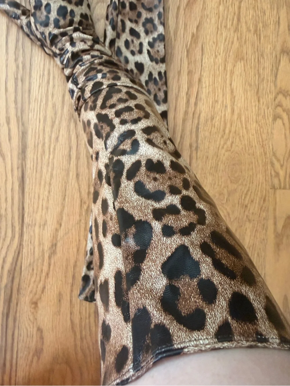 Leopard Print Long Gloves - Brown & Black